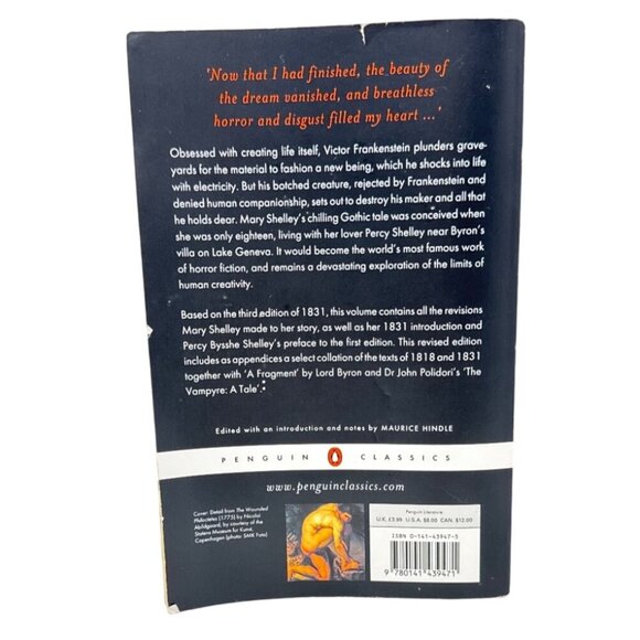 Mary Shelley "Frankenstein" Paperback  Penguin Classics Edition - Picture 2 of 4